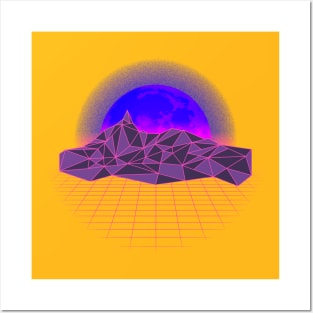 Vaporwave Geometry Lines Moonset Sunset Posters and Art